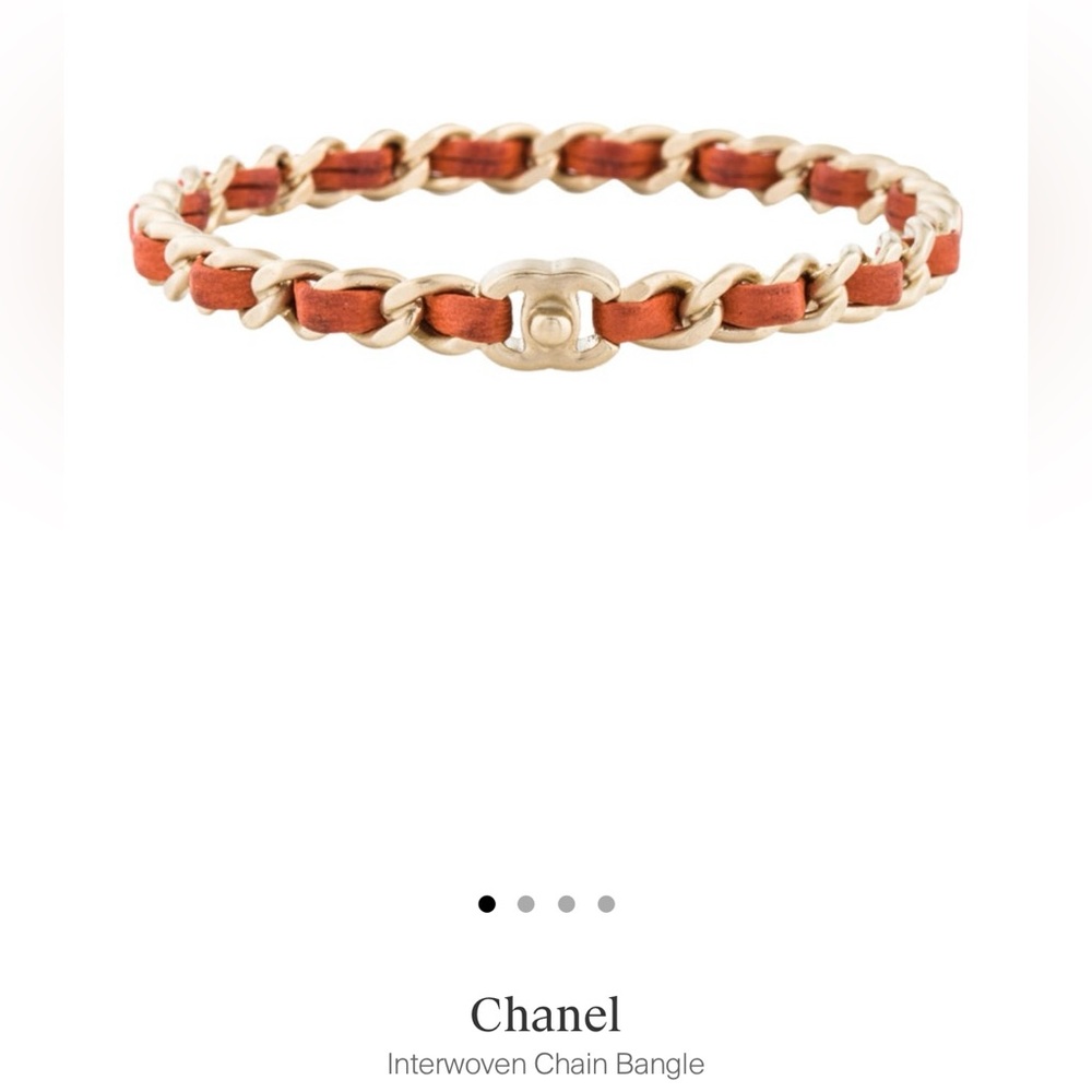 Chanel gold plated and leather CC turnlock bangle bracelet